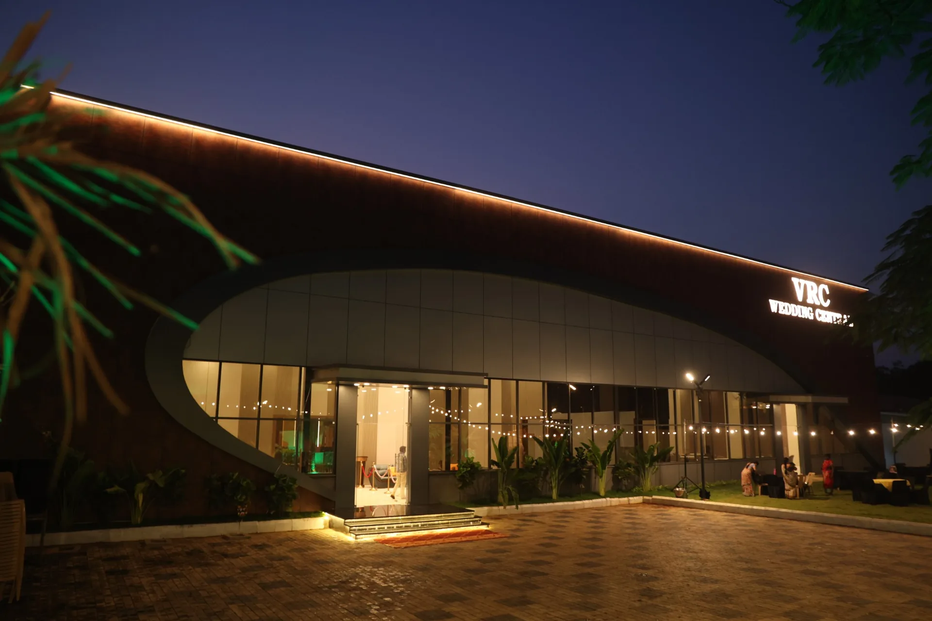 VRC Wedding Central entrance at dusk